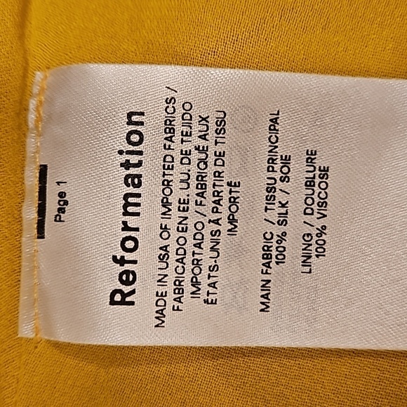 💕REFORMATION💕 Nerida Silk Dress ~ Tumeric 10 NWT - Picture 15 of 16